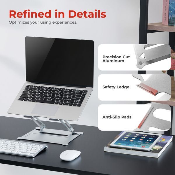 Suport pliabil pentru laptop din aluminiu LumiVida LV-AR-15 Foldable Stepless Adjustment Aluminum Laptop Riser for 11"-15" Laptops & Tablets, Weight Capacity 5Kg 33414 DOXYTERRA.md foto