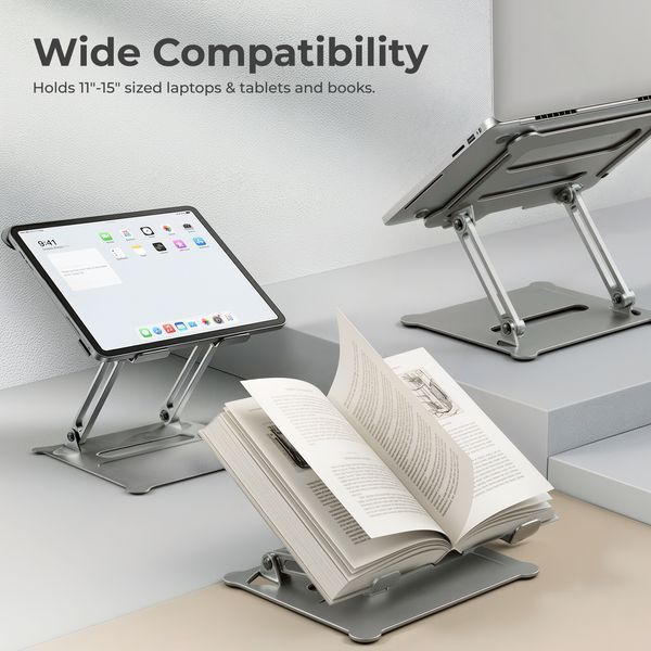 Suport pliabil pentru laptop din aluminiu LumiVida LV-AR-15 Foldable Stepless Adjustment Aluminum Laptop Riser for 11"-15" Laptops & Tablets, Weight Capacity 5Kg 33414 DOXYTERRA.md foto