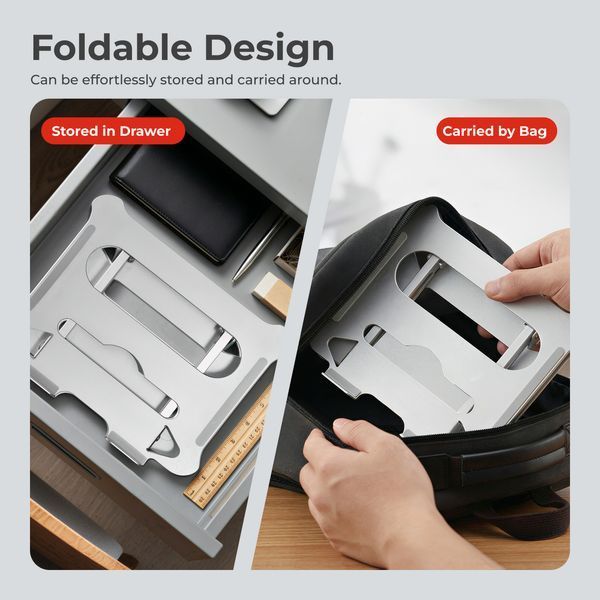 Suport pliabil pentru laptop din aluminiu LumiVida LV-AR-15 Foldable Stepless Adjustment Aluminum Laptop Riser for 11"-15" Laptops & Tablets, Weight Capacity 5Kg 33414 DOXYTERRA.md foto