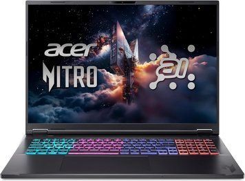 Laptop Acer 18.0 Nitro 18 AI AN18-61 Obsidian Black, AMD Ryzen AI 7 350, 16Gb, 1Tb, GeForce RTX 5070 8Gb, 18.0 WQXGA (2560x1600) 165Hz AG, HDMI, Gbit Eth, 802.11ax, USB4, USB-A, CR, FHD Web, Linux, Illum RGB Keyb, NH.QYBEU.001 256924 DOXYTERRA.md foto