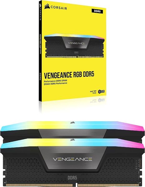 32GB DDR5 Dual-Channel Kit Corsair Vengeance RGB Black 32GB (2x16GB) DDR5 (CMH32GX5M2B6400C36) PC5-51200 6400MHz CL36-48-48, Retail 32062 foto