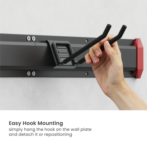 Suport organizator pentru unelte Brateck LGS01-02 Versatile Heavy-Duty Wall Storage Rack, 1222x125x280mm, 2xSingle Hooks, 4xDouble Hooks, 2x Four Hooks, 2xStraps, Weight Capacity 228Kg 33399 DOXYTERRA.md foto