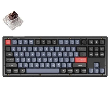 Клавиатура Keychron V3 QMK/VIA Custom Mechanical Keyboard Russian Layout (V3-C3-RU) Frosted Black, 80% TKL layout, Knob, RGB Backlight, Keychron K pro Mechanical Brown Switch, Hot-Swap, USB Type-C, gamer (tastatura/клавиатура) 31602 фото