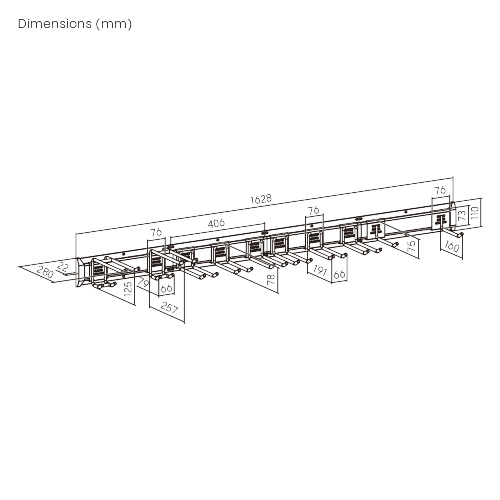 Suport organizator pentru unelte Brateck LGS01-03 Versatile Heavy-Duty Wall Storage Rack, 1628x125x280mm, 2xSingle Hooks, 6xDouble Hooks, 2x Four Hooks, 2xStraps, Weight Capacity 284Kg 33400 DOXYTERRA.md foto