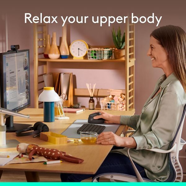 Logitech Lift Vertical Ergonomic Wireless Mouse for Business Graphite, 2.4GHz Wireless+Bluetooth, SmartWheel, 4000 DPI, Logi Bolt USB Receiver, 910-006494 33574 DOXYTERRA.md фото