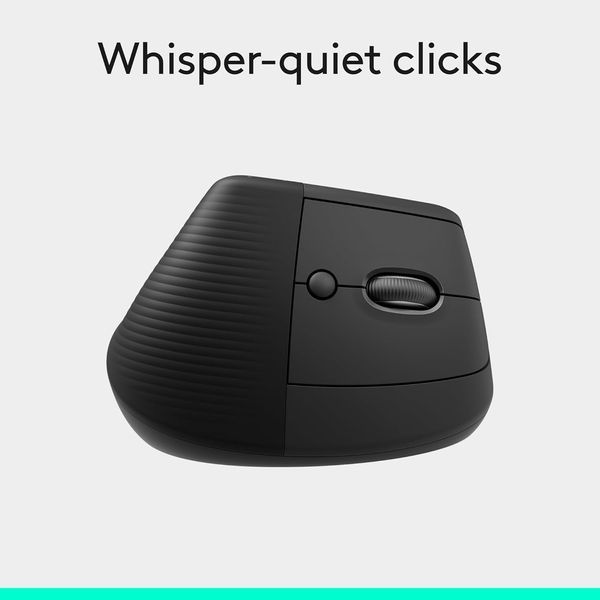 Logitech Lift Vertical Ergonomic Wireless Mouse for Business Graphite, 2.4GHz Wireless+Bluetooth, SmartWheel, 4000 DPI, Logi Bolt USB Receiver, 910-006494 33574 DOXYTERRA.md фото