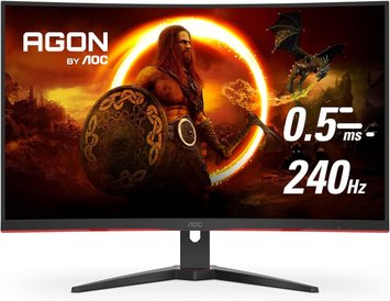 31.5 AOC VA LED C32G2ZE/BK Curved Black (1ms, 3000:1, 300cd, 1920x1080, 178°/178°, Refresh Rate 240Hz, Curvature 1500R, AMD FreeSync Premium, HDMI2.0x2, DisplayPort, Audio Line-out, VESA) AOC C32G2ZE/BK foto