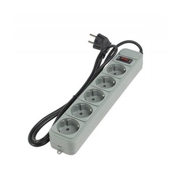 Priza cu protectie - prelungitor Gembird Surge Protector SPG3-B-10C, 5 Sockets, 3m, up to 250V AC, 16 A, safety class IP20, Grey (Priza cu protectie - prelungitor/basic surge protection) 30647 foto