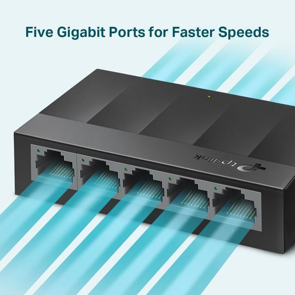 TP-LINK LS1005G 5-port Gigabit Switch, 5 10/100/1000M RJ45 ports, plastic case, LiteWave, Green Technology 32952 DOXYTERRA.md фото