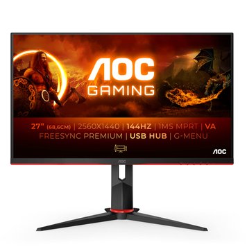 27.0 AOC VA LED Q27G2U/BK QHD Borderless Black (1ms, 1000:1, 250cd, 2560x1440, 178°/178°, Refresh Rate 144Hz, HDMIx2, DisplayPort, AMD Freesync, sRGB 118%, USB Hub: 4xUSB3.1, Audio Line-out, VESA) AOC Q27G2U/BK фото