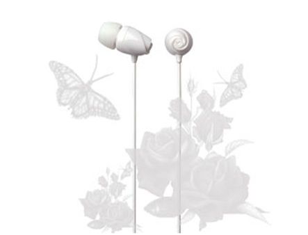 E11018 ELECOM "Rose" Flower Shaped Stereo Headphones (White), 20 Hz to 20 kHz, 16 Ohm, 97 dB/1 mW (mini casti/мини наушники) 12180 фото