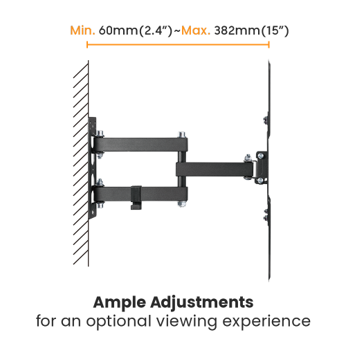 Крепление подвес настенный кронштейн для телевизора LCD/TV Full motion Wall Mount Brateck LPA68-443, Max VESA 400x400, Screen 23"-65" Load 30 Kg, Profile 60-382mm, Tilt +3&deg;~-10&deg;, Swivel +90&deg;~-90&deg;  33402 DOXYTERRA.md фото