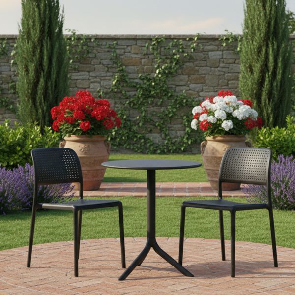 Set mobila de terasa masa Nardi STEP + 2 fotolii Nardi Bora Bistrot ANTRACITE 33367 DOXYTERRA.md foto