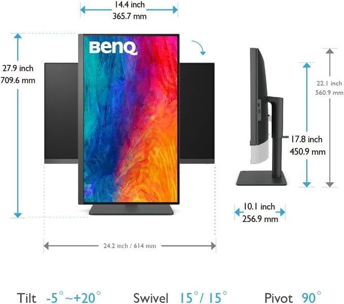 Monitor 27 BenQ PD2705U Mac-Ready Designer Monitor, Black, IPS, 3840x2160 4K UHD, 60Hz, 5ms, 350cd, HDR, HDMI+DP+USB+TypeC, KVM, Speakers, Pivot 219854 DOXYTERRA.md foto