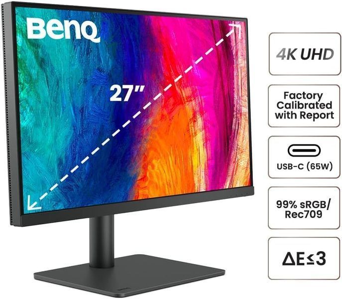 Monitor 27 BenQ PD2705U Mac-Ready Designer Monitor, Black, IPS, 3840x2160 4K UHD, 60Hz, 5ms, 350cd, HDR, HDMI+DP+USB+TypeC, KVM, Speakers, Pivot 219854 DOXYTERRA.md foto