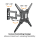 Крепление подвес настенный кронштейн для телевизора LCD/TV Full motion Wall Mount Brateck LPA68-443, Max VESA 400x400, Screen 23"-65" Load 30 Kg, Profile 60-382mm, Tilt +3&deg;~-10&deg;, Swivel +90&deg;~-90&deg;  33402 фото 4 DOXYTERRA.md