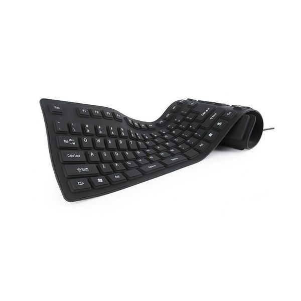 Клавиатура Gembird KB-109F-B, Flexible keyboard, USB, OTG adapter, black color, US layout 31145 фото