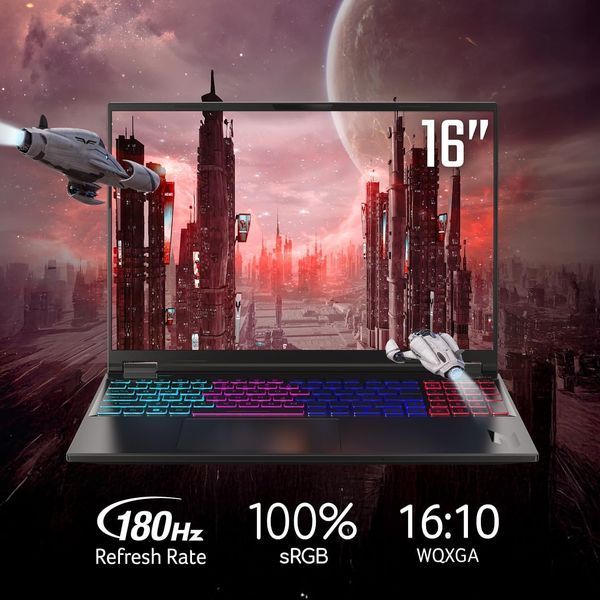 Laptop Acer 16.0 Nitro 16S AI AN16S-61 Obsidian Black, AMD Ryzen AI 7 350, 16Gb, 1Tb, GeForce RTX 5070 Ti 12Gb, 16.0 WQXGA (2560x1600) 180Hz Non-glare, HDMI, Gbit Ethernet, 802.11ax, USB4, USB-C, USB-A, CR, FHD Webcam, Linux, Illum RGB Keyb, NH.QZWEU.003 256893 DOXYTERRA.md foto