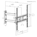 Крепление подвес настенный кронштейн для телевизора LCD/TV Full motion Wall Mount Brateck LPA78-443, Max VESA 400x400, Screen 32"-65" Load 35 Kg, Profile 63-358mm, Tilt +3&deg;~-15&deg;, Swivel +90&deg;~-90&deg;, Level +3&deg;~-3&deg; 33404 фото 2 DOXYTERRA.md