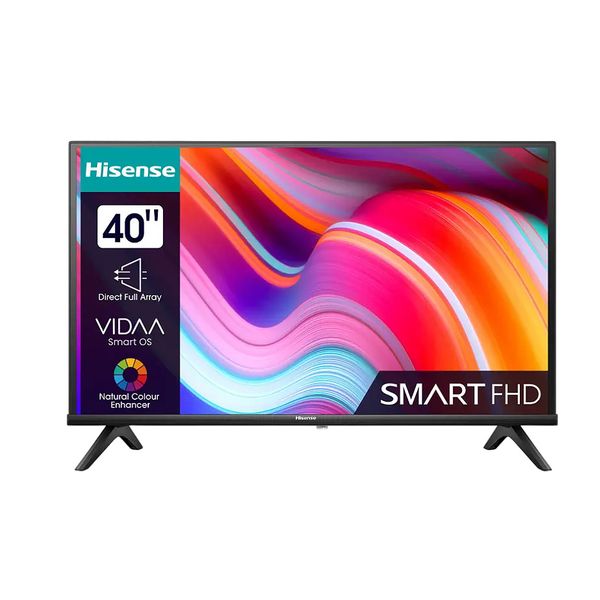 40 LED SMART TV Hisense 40A4K, 1920x1080 FHD, VIDAA OS, Black, PCI 900 Hz, SMART TV (VIDAA OS), 3 HDMI 2.1, 2 USB, Wi-Fi (802.11 b/g/n 2.4 GHz), DVB-T/T2/C/S2, OSD Language: ENG, RU, RO Speakers 2x7W, 5.5 kg BLFR 210065 фото