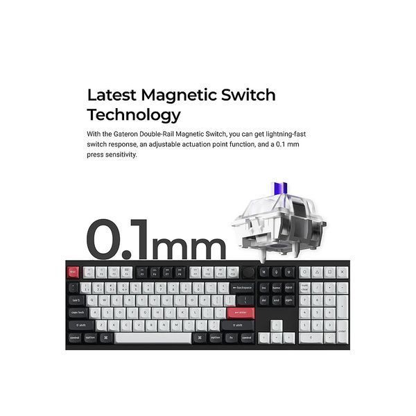 Tastatura magnetica Keychron Q6 HE QMK Wireless Custom Full-Metal Magnetic Keyboard (Q6H-M1), Carbon Black, Full Size layout, Knob, RGB Backlight, Gateron Double-Rail Magnetic Nebula Switch, Hot-Swap, 2.4GHz&Bluetooth, USB Type-C, gamer 33243 DOXYTERRA.md foto