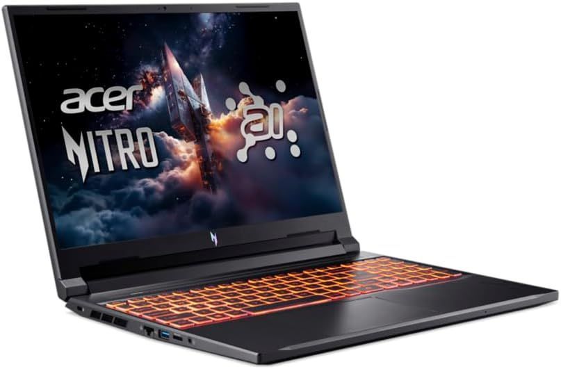 Laptop Acer 16.0 Nitro V 16 AI ANV16-42 Shale Black, AMD Ryzen 7 260, 16Gb, 1Tb, GeForce RTX 5050 8Gb, 16.0 WUXGA (1920x1200) 180Hz Non-glare, HDMI, Gbit Ethernet, 802.11ax, USB4, USB-A, CR, HD Web, Linux, Illum Keyb, NH.U1HEU.004 247521 DOXYTERRA.md foto