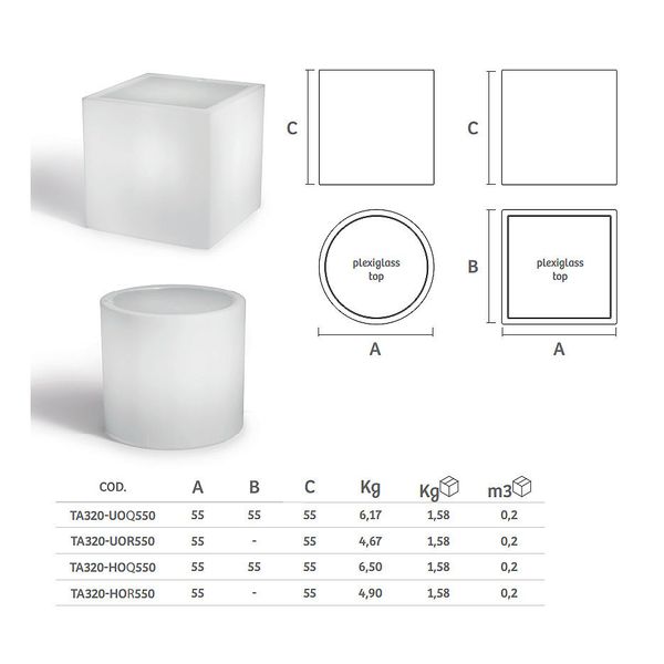 Столик LYXO HOME FITTING CUBE RGBW 55 cm table coffee with batteries Rgbw led kit TA320-UOQ550-019 (Столик куб для уличного сада с подсветкой RGBW, шезлонга, террасы, балкона) 30095 фото