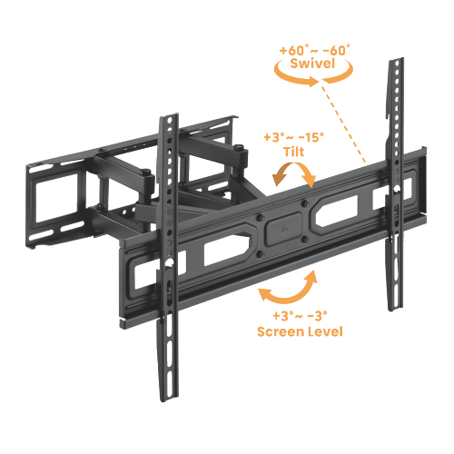 Крепление подвес настенный кронштейн для телевизора  LCD/TV Full motion Wall Mount Brateck LPA78-466, Max VESA 600x400, Screen 37"-80" Load 40 Kg, Profile 67-355mm, Tilt +3&deg;~-15&deg;, Swivel +60&deg;~-60&deg;, Level +3&deg;~-3&deg; 33407 DOXYTERRA.md фото