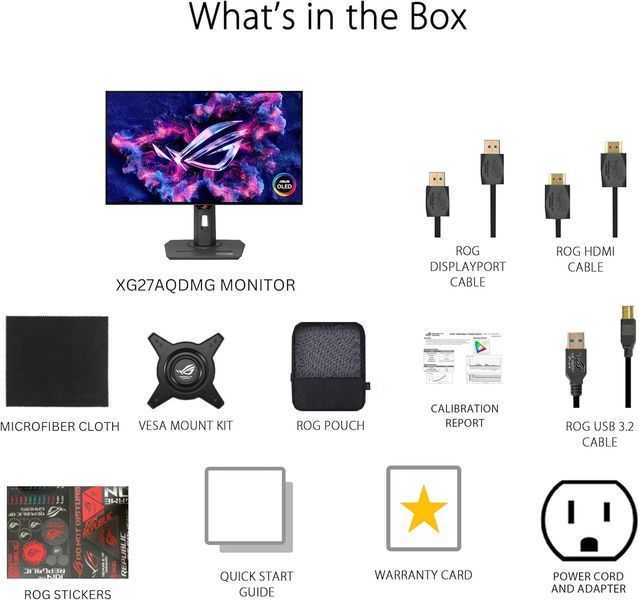 Монитор 27 ASUS ROG Strix XG27AQDPG, Black, QD-OLED, 2560x1440 WQHD, 500Hz, G-Sync+FreeSync, 0.03msGTG, 1000cd, HDR10, HDMI+DP+USB, Pivot 240049 DOXYTERRA.md фото