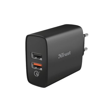 Trust Qmax 30W Ultra-Fast Dual USB Wall Charger with QC3.0, Fast-charge at maximum speed with up to 12W power or ultra-fast charge with up to 18W power with QuickCharge 3.0, Total output power (max): A, W 30W 29642 фото