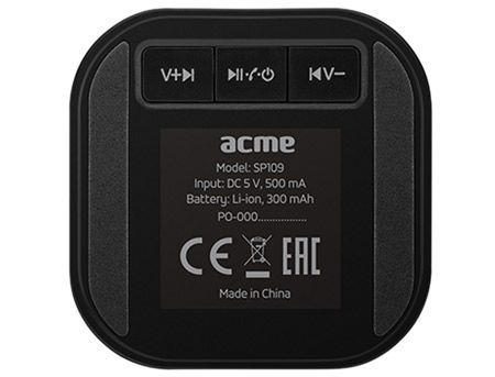 ACME SP109 Dynamic Bluetooth speaker Black, 3W, 90Hz–20kHz, 80 dB, Li-polymer 300 mA, Battery life: up to 6 hours, USB (boxe portabile sistem acustic/колонки портативные акустическая сиситема), www 23682 фото