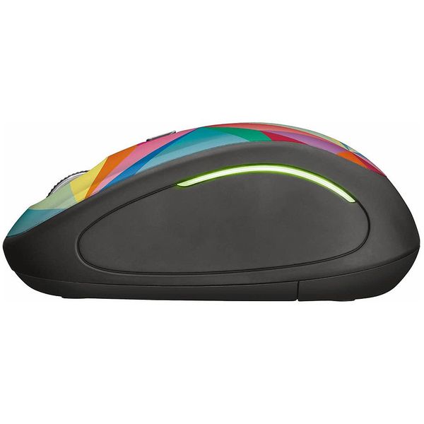 Мышь Trust Yvi FX Wireless Mouse - Geometrics, LED illumination in continuously changing colours, 8m 2.4GHz, Micro receiver, 800-1600 dpi, 4 button, Rubber sides for comfort and grip, USB, TR-22337-03 30287 фото