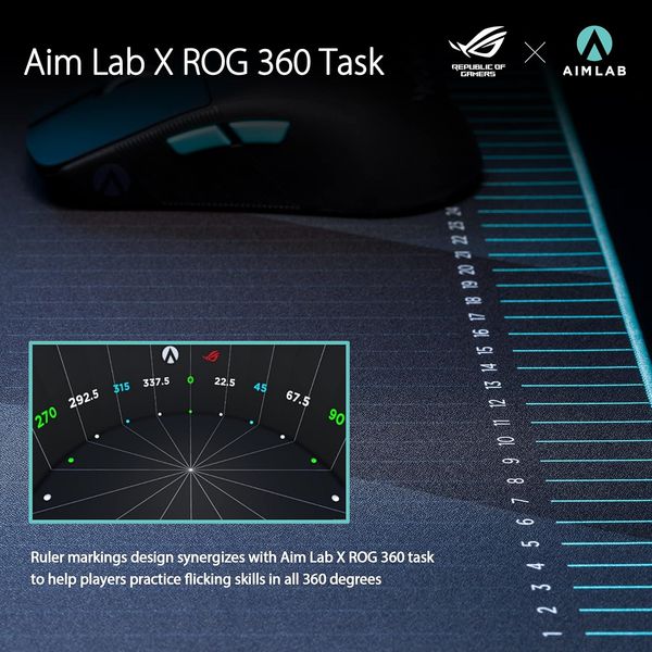 Gaming Mouse Pad Asus ROG Hone Ace Aim Lab Edition, 508 x 420 x 3mm, Protective nano coating 203569 foto