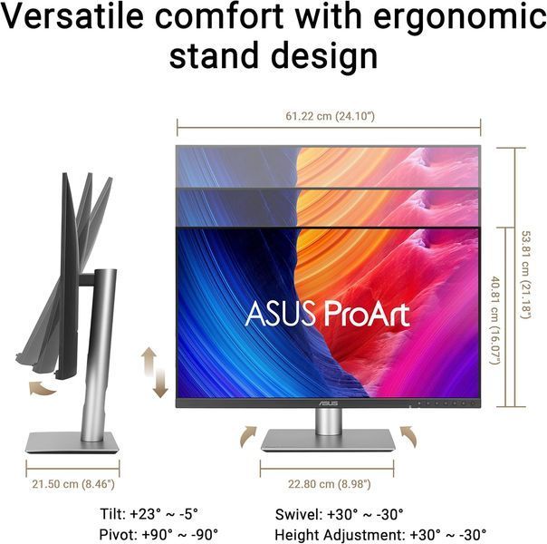 Monitor 27 ASUS ProArt Display 5K PA27JCV, Silver, IPS, 5120x2880 5K UHD, 60Hz, 5ms, 400cd, CR3000:1, HDR10, HDMI+DP+TypeC+USB, Speakers, Pivot, PA27JCV 228838  DOXYTERRA.md foto