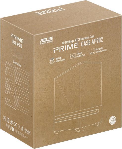 Carcasa Case Micro ATX ASUS Prime AP202 ARGB White no PSU, Curved Tempered Glass Panel,  3 x ARGB Fans 120mm, 2xUSB 3.2 Gen1, USB 3.2 Gen2 Type C, Audio-out&Mic AP202/WT/TG/ARGB// 33129 DOXYTERRA.md foto