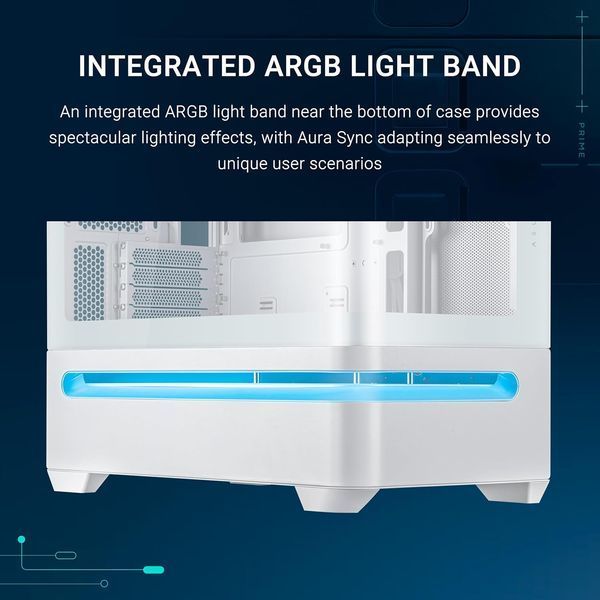 Carcasa Case Micro ATX ASUS Prime AP202 ARGB White no PSU, Curved Tempered Glass Panel,  3 x ARGB Fans 120mm, 2xUSB 3.2 Gen1, USB 3.2 Gen2 Type C, Audio-out&Mic AP202/WT/TG/ARGB// 33129 DOXYTERRA.md foto