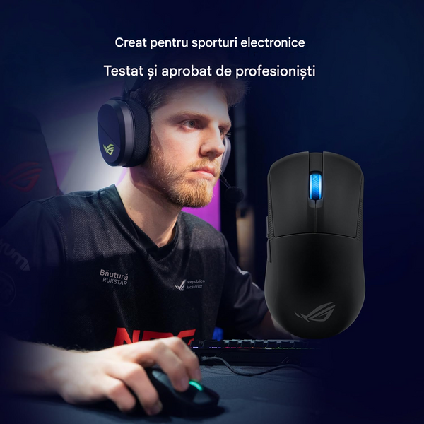 Gaming Wireless Mouse Asus ROG Harpe Ace Mini Black, 42k dpi, 5 buttons, 750IPS, 50G, 49g, Ambidextrous, Opt.SW, 2m, USB+2.4Ghz+BT, 90MP03Z0-BMUA00 224931 DOXYTERRA.md foto