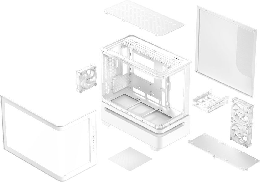 Carcasa Case Micro ATX ASUS Prime AP202 ARGB White no PSU, Curved Tempered Glass Panel,  3 x ARGB Fans 120mm, 2xUSB 3.2 Gen1, USB 3.2 Gen2 Type C, Audio-out&Mic AP202/WT/TG/ARGB// 33129 DOXYTERRA.md foto