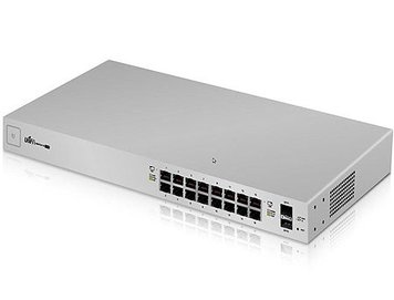 Ubiquiti UniFi Switch 16 (USW-16-POE), 16-Port 802.3at PoE Gigabit Switch with SFP, 2-ports SFP, 8 ports POE+ IEEE 802.3at/af, PoE Output 42W, 1.3" Touchscreen display, Non-Blocking Throughput: 18 Gbps, Switching Capacity: 36 Gbps,Rackmountable 27406 foto