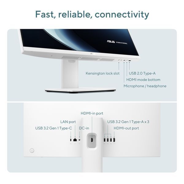 Asus AiO V440VAK White 23.8 FHD Core 5 210H 2.2-4.8GHz, 16GB, 512GB SSD, Intel UHD Graphics, Wi-Fi 6E(802.11ax) (Dual band) 2*2 + Bluetooth 5.4, 23.8-inch FHD (1920 x 1080), 1080p FHD camera, USB 2.0, USB 3.2, HDMI out 1.4, 1Gb LAN (RJ-45), speakers, wire 267628 DOXYTERRA.md фото