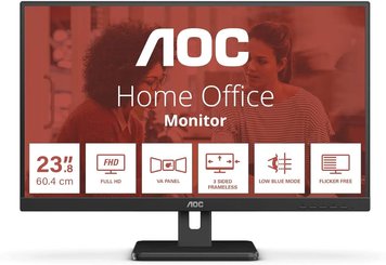 23.8 AOC VA LED 24E3UM Black Borderless (4ms, 3000:1, 300cd, 1920x1080, 178°/178°, VGA, HDMI, DisplayPort, USB Hub: 2 x USB3.2, Speakers 2 x 2W, Refresh Rate 75Hz, Audio Line-out, VESA) AOC 24E3UM foto