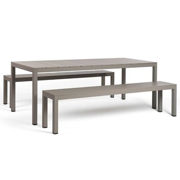 Комплект металлической мебели NARDI Set Rio Bench Alu Tortora в составе Стол Nardi RIO ALU 210 FIX + 2 Скамейки Rio Bench Alu vern. tortora vern. tortora 49259.10.000 (Комплект металлической мебели Стол металлический для сада и террасы + 2 Скамейки металл 29414 фото