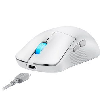 Gaming Wireless Mouse Asus ROG Harpe Ace Mini White, 42k dpi, 5 buttons, 750IPS, 50G, 49g, Ambidextrous, Opt.SW, 2m, USB+2.4Ghz+BT, 90MP03Z0-BMUA10  262604 DOXYTERRA.md foto