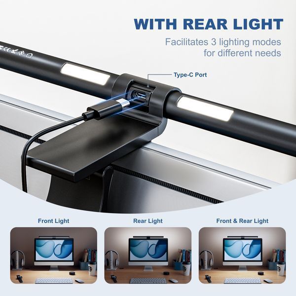 Bară luminoasă pentru monitor LumiVida LDL16-6LV Monitor Light Bar with Rear Light and Wireless Remote Control, 410x20x20mm, LED 5W, Color temperature 3100K/4200K/6400K, 150 lumen (Bară luminoasă pentru monitor cu lumină spate și telecomandă wireless) 33415 DOXYTERRA.md foto