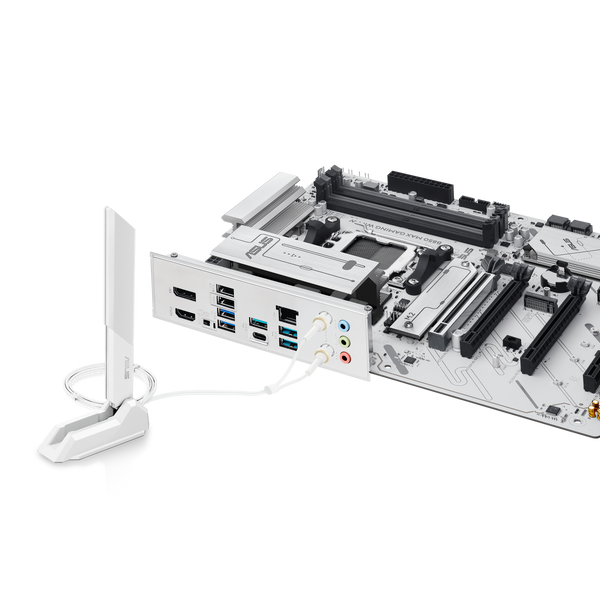 Placa de baza ASUS B850 MAX GAMING WIFI W AMD B850, AM5, Dual DDR5 8000+MHz, PCIe 5.0 x16, PCI-E 4.0/3.0 x16, HDMI/DisplayPort, USB Type-C, SATA&PCIe RAID, M.2 PCIe 5.0 x4 Socket, 2xM.2 PCIe 4.0 x4, SB 8-Ch., Wi-Fi 6E, 2.5Gb, Aura 32916 DOXYTERRA.md foto