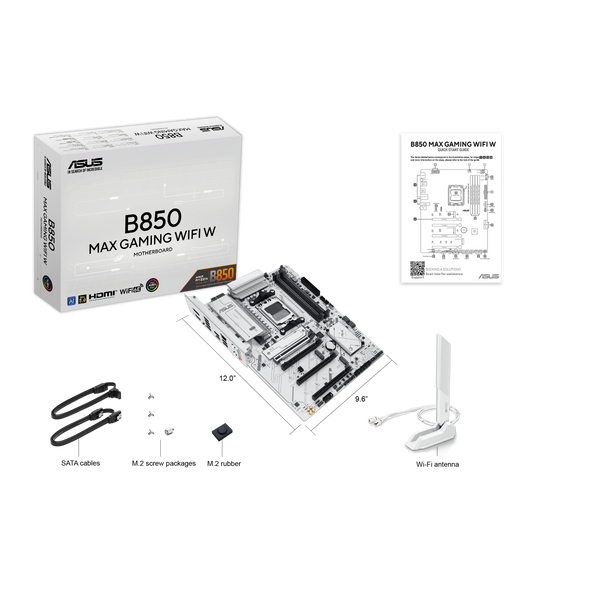 Placa de baza ASUS B850 MAX GAMING WIFI W AMD B850, AM5, Dual DDR5 8000+MHz, PCIe 5.0 x16, PCI-E 4.0/3.0 x16, HDMI/DisplayPort, USB Type-C, SATA&PCIe RAID, M.2 PCIe 5.0 x4 Socket, 2xM.2 PCIe 4.0 x4, SB 8-Ch., Wi-Fi 6E, 2.5Gb, Aura 32916 DOXYTERRA.md foto