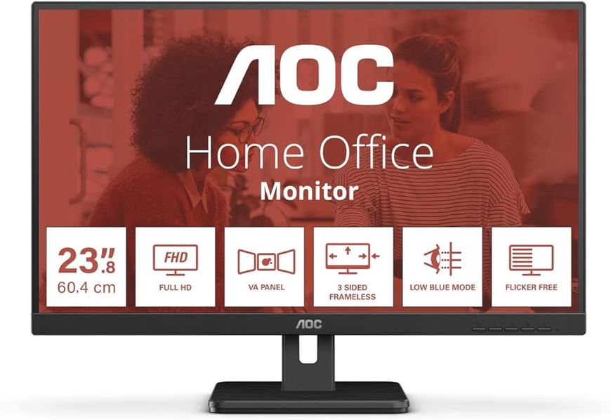 23.8 AOC VA LED 24E3UM Black Borderless (4ms, 3000:1, 300cd, 1920x1080, 178°/178°, VGA, HDMI, DisplayPort, USB Hub: 2 x USB3.2, Speakers 2 x 2W, Refresh Rate 75Hz, Audio Line-out, VESA) AOC 24E3UM фото