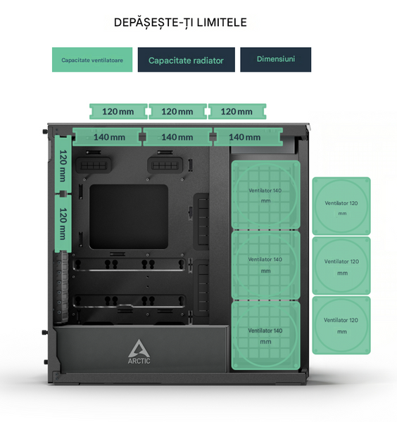 Компьютерный корпус Case E-ATX Arctic Xtender VG Black (Clear Glass & Vertical GPU Mounting) no PSU, 2xUSB 3.2 Gen1, USB 3.2 Gen2 Type C, Audio-out&Mic, 2xP12 Pro A-RGB Rear, 3x P14 Pro Reverse A-RGB Side (ACPCC00024A) 33521 DOXYTERRA.md фото
