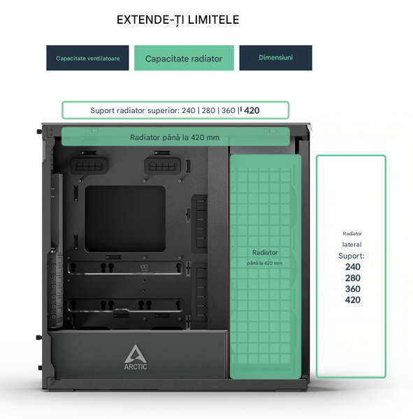 Компьютерный корпус Case E-ATX Arctic Xtender VG Black (Clear Glass & Vertical GPU Mounting) no PSU, 2xUSB 3.2 Gen1, USB 3.2 Gen2 Type C, Audio-out&Mic, 2xP12 Pro A-RGB Rear, 3x P14 Pro Reverse A-RGB Side (ACPCC00024A) 33521 DOXYTERRA.md фото