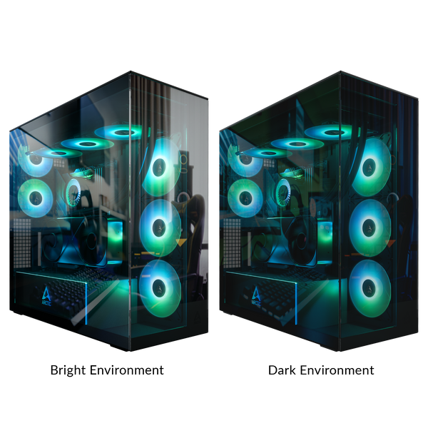 Компьютерный корпус Case E-ATX Arctic Xtender VG Black (Clear Glass & Vertical GPU Mounting) no PSU, 2xUSB 3.2 Gen1, USB 3.2 Gen2 Type C, Audio-out&Mic, 2xP12 Pro A-RGB Rear, 3x P14 Pro Reverse A-RGB Side (ACPCC00024A) 33521 DOXYTERRA.md фото